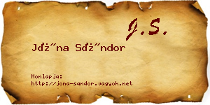 Jóna Sándor névjegykártya